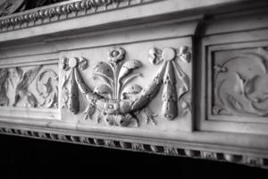 Detail of marble mantel in the parlor, 1800-05
